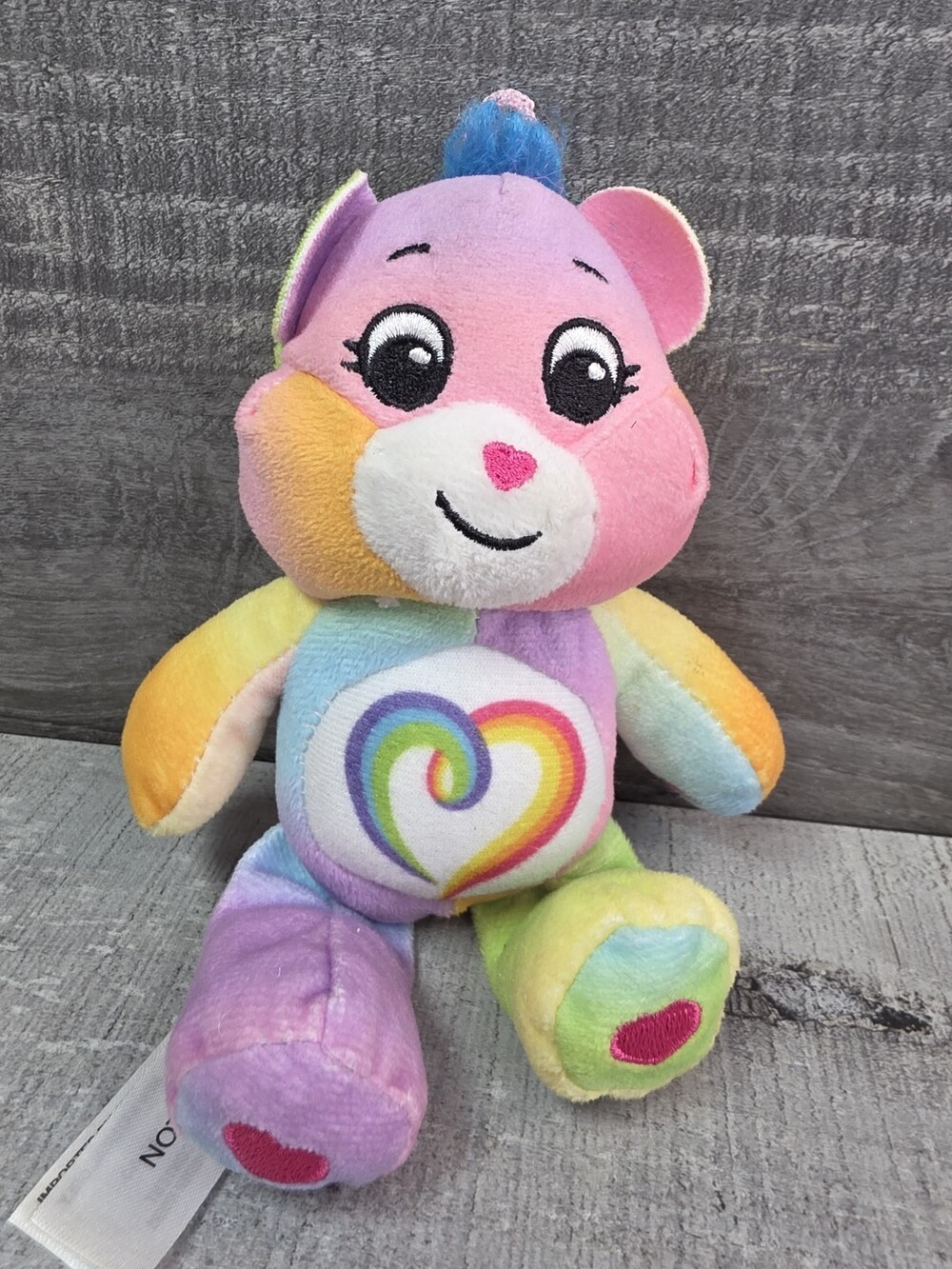 Basic Fun Care Bear Plush Togetherness Bear Tie Dye Rainbow Heart Mini 5" b110
